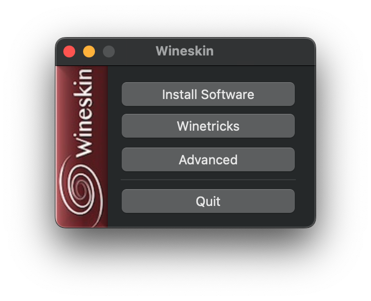 Captura de tela do Wineskin com quatro botões