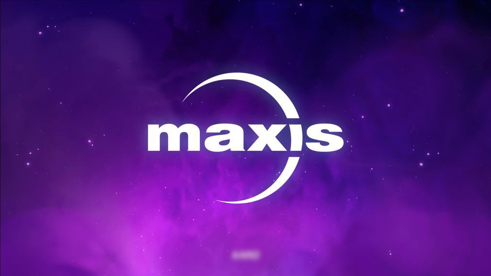 Marca da Maxis sob um céu estrelado